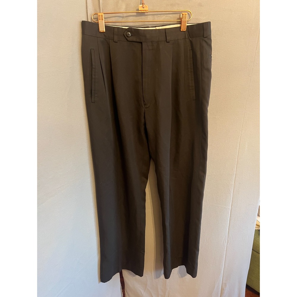 Mens Brown Vintage Brandini Pleated Dress Pants Sz 31x27 Old Money Retro Office